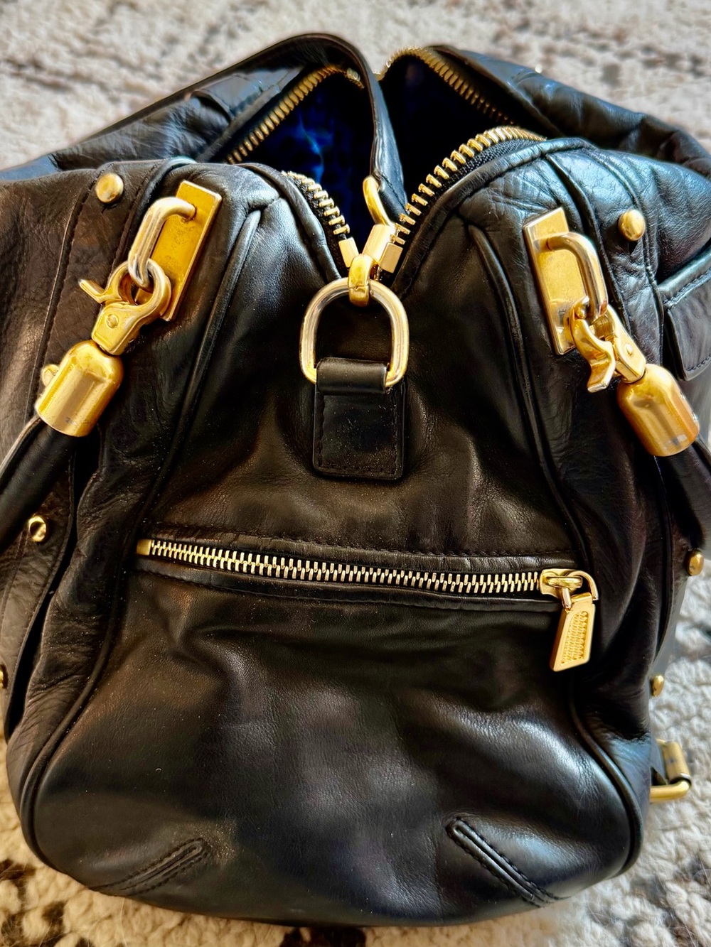 Rebecca Minkoff Black Leather Shoulder Bag with Gold Hardware - Picture 6 of 6